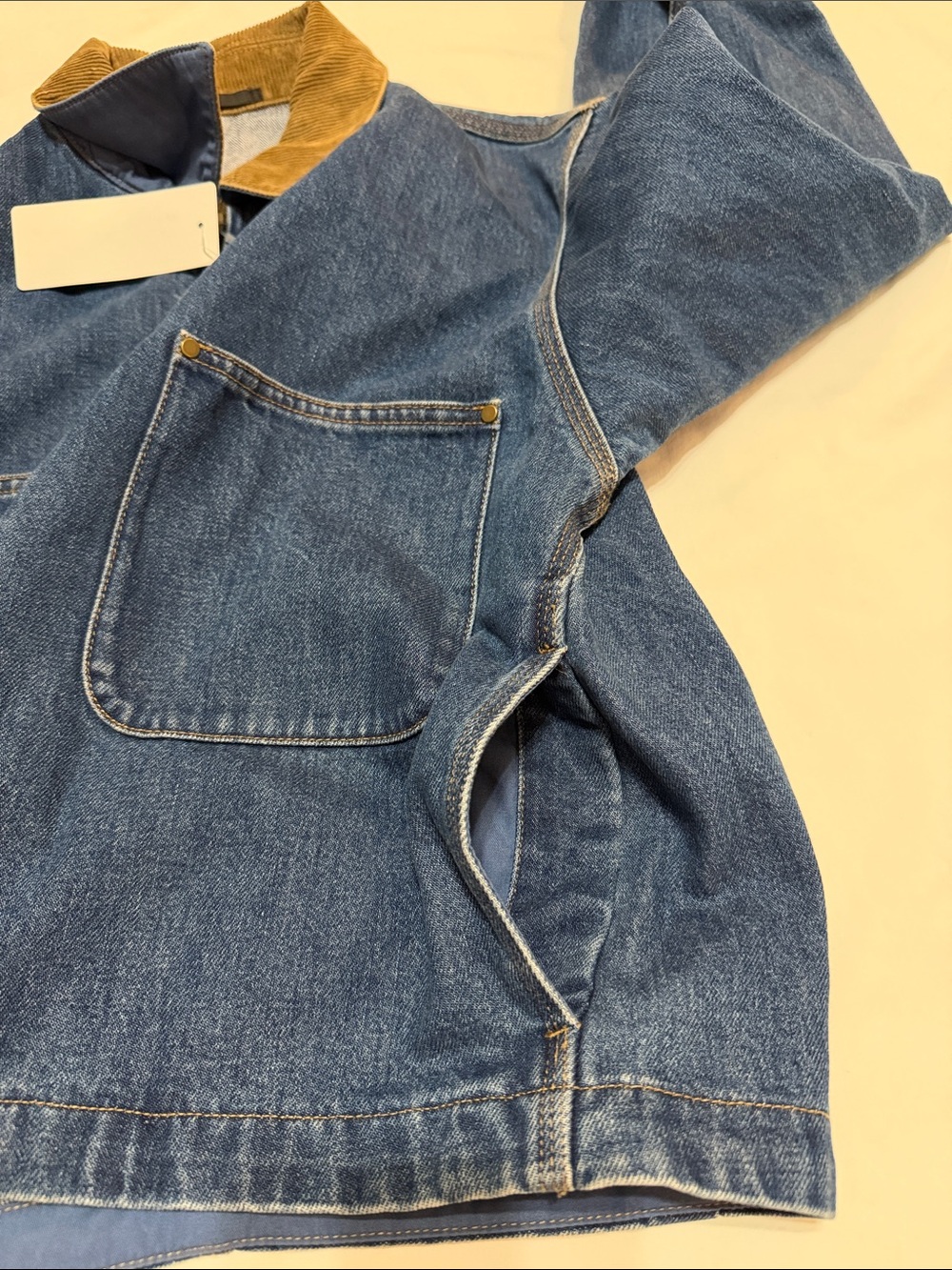 Uniqlo Zip-Up Short Jacket Corduroy Collar Oversized Front Pockets S NWT - Picture 8 of 9